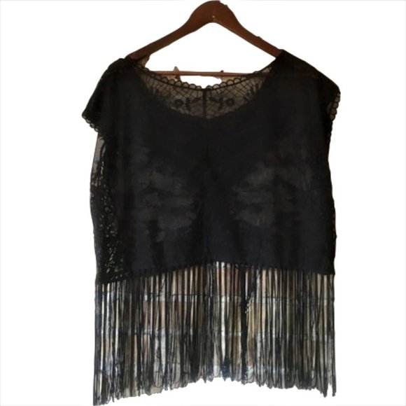Lace Crop Top with Fringe by Poof! Apparel - Picture 5 of 5